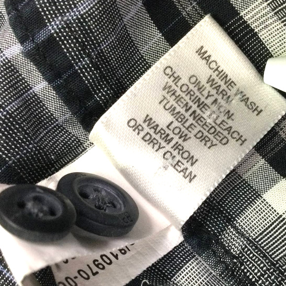 Banana Republic Men's Plaid Navy Long Sleeve Collared Button Down Shirt L - Picture 7 of 12